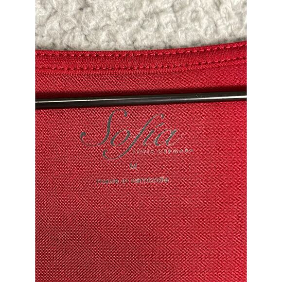 Sofia Vergara Scarlet Ruched Bodycon Dress M V-Neck Long Sleeve‎ Date-Night Chic - Picture 5 of 8